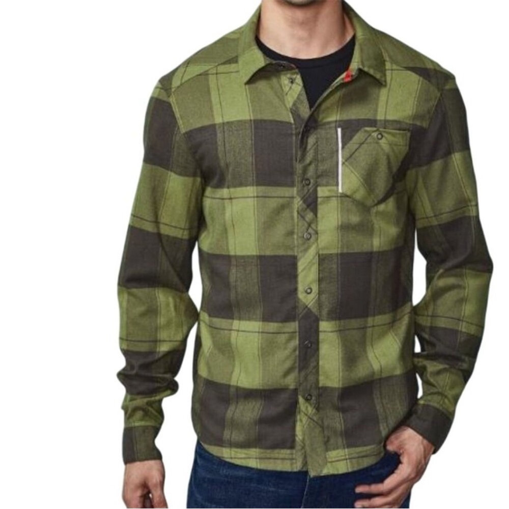 Pearl Izumi Rove Long Sleeve Snap Closure Shirt Green Plaid Size M